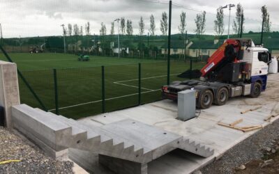 Precast stairs units getting installed in Fermoy GAA